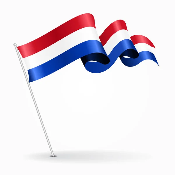 Nederlandse pin golvende vlag. Vectorillustratie. — Stockvector