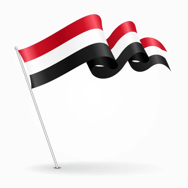 Jemenský pin vlnité vlajka. Vektorové ilustrace. — Stockový vektor