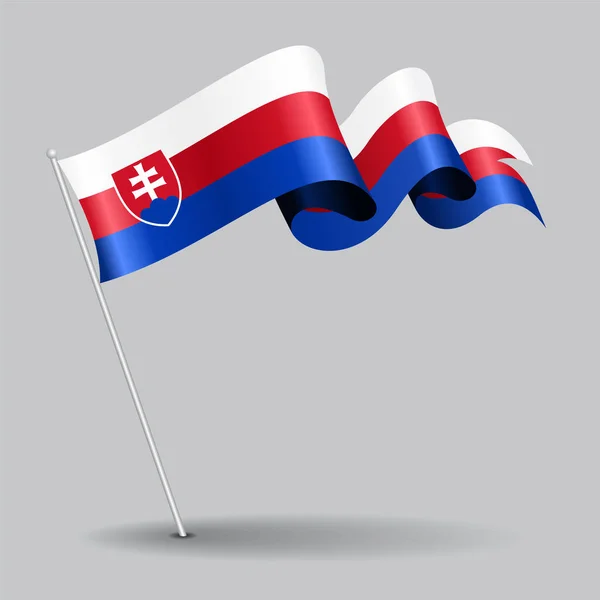 Slovakian pin wavy flag. Vector illustration. — Stock Vector