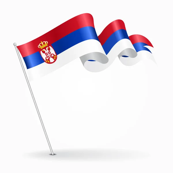 Bandeira ondulada do pino sérvio. Ilustração vetorial . —  Vetores de Stock