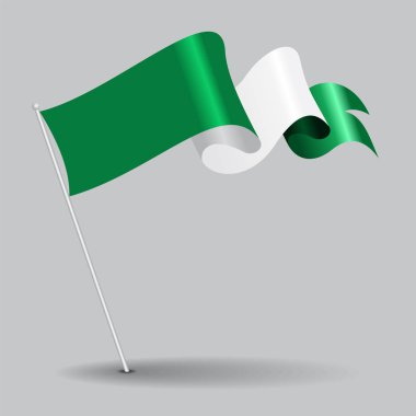 Nijeryalı PIN dalgalı bayrak. Vektör çizim.