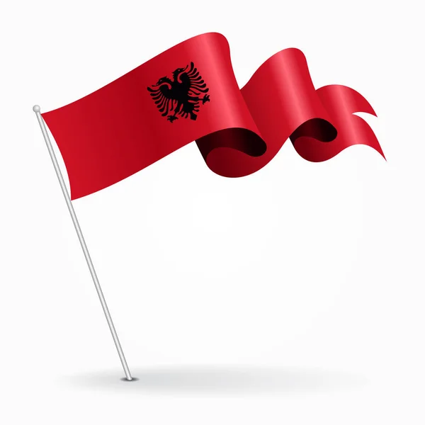 Bandera ondulada de albanés. Ilustración vectorial . — Vector de stock