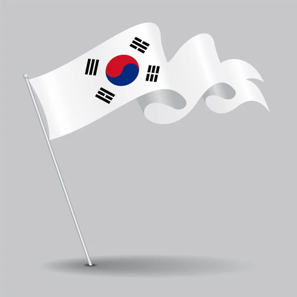 South Korean pin wavy flag. Vector illustration. — Stock Vector