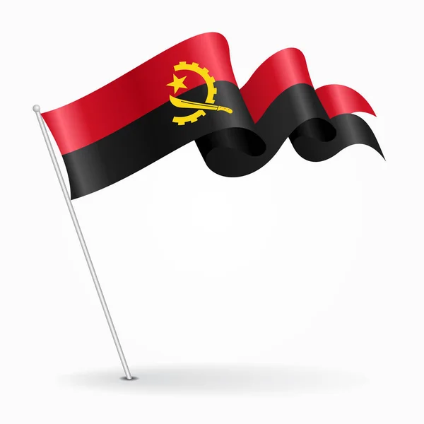 Angolan pin wavy flag. Vector illustration. — Stock Vector