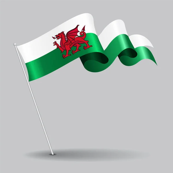 Welsh pin golvende vlag. Vectorillustratie. — Stockvector