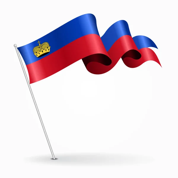 Liechtenstein pin hullámos zászló. Vektoros illusztráció. — Stock Vector