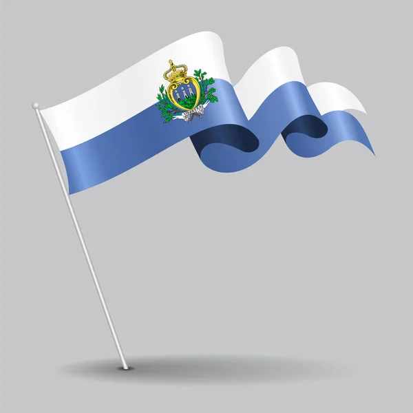 Bandiera sventolata San Marino. Illustrazione vettoriale . — Vettoriale Stock