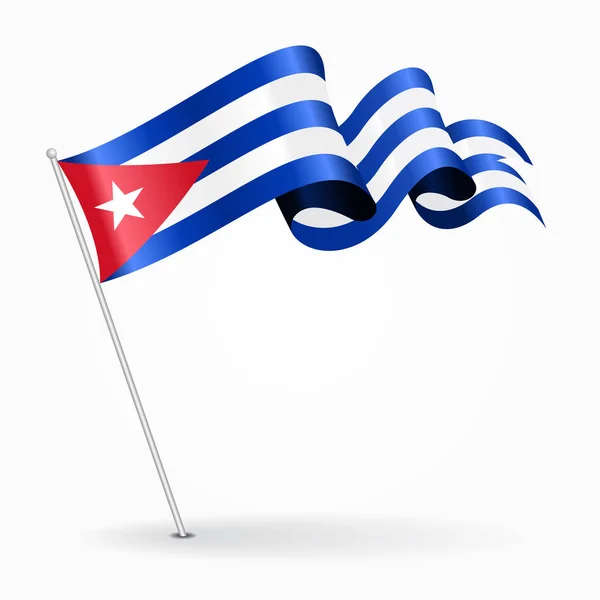 Cuban pin wavy flag. Vector illustration. — Stock Vector