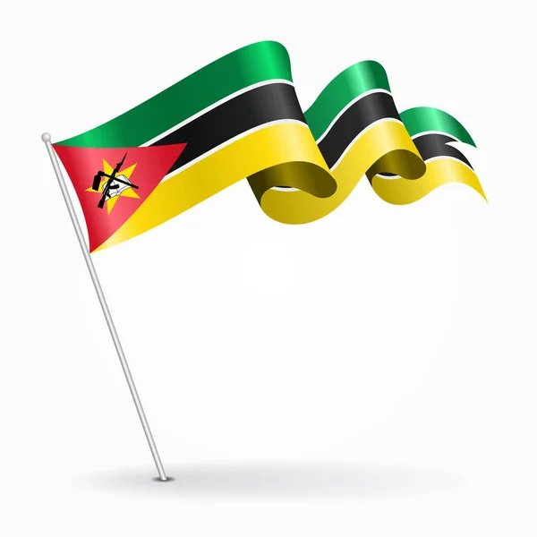 Mozambique pin wavy flag. Vector illustration. — Stock Vector