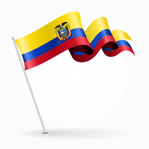 Bandera ondulada de pin ecuatoriano. Ilustración vectorial . — Archivo Imágenes Vectoriales