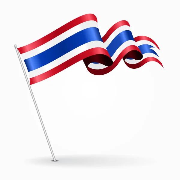 Bandiera sventolata con spilla tailandese. Illustrazione vettoriale . — Vettoriale Stock