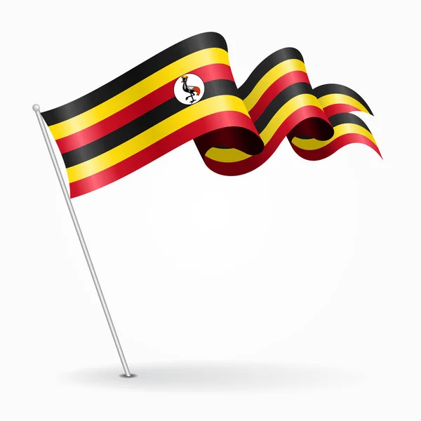 Ugandan pin wavy flag. Vector illustration. — Stock Vector