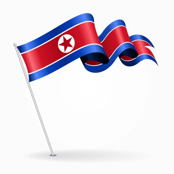 Drapeau ondulé nord-coréen. Illustration vectorielle . — Image vectorielle