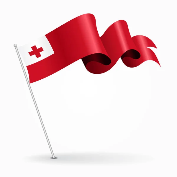 Tonga pin wellige Flagge. Vektorillustration. — Stockvektor