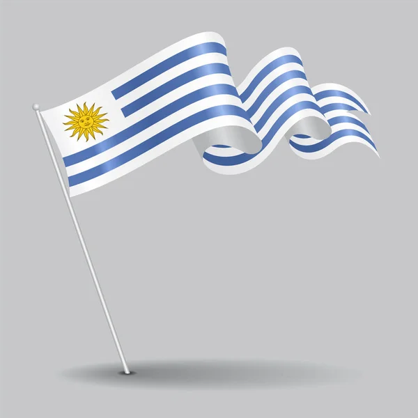 Uruguayan pin wavy flag. Vector illustration. — Stock Vector