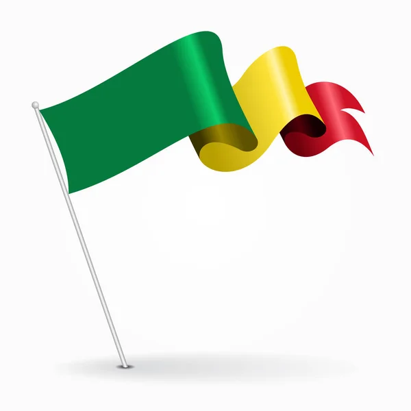 Bandera ondulada de alfiler maliense. Ilustración vectorial . — Archivo Imágenes Vectoriales