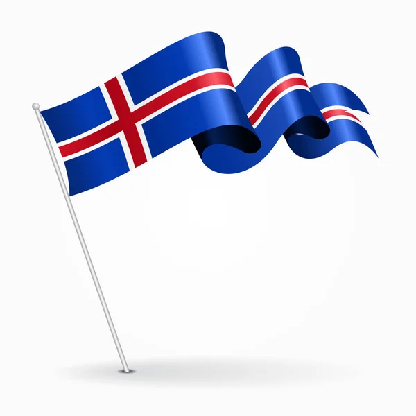 Icelandic pin wavy flag. Vector illustration. — Stock Vector