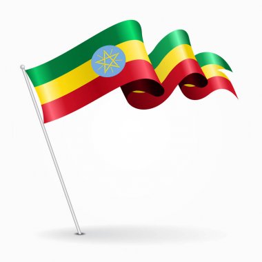 Etiyopya PIN dalgalı bayrak. Vektör çizim.