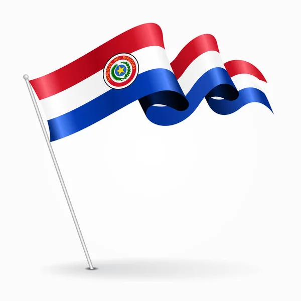 Paraguayan pin wavy flag. Vector illustration. — Stock Vector