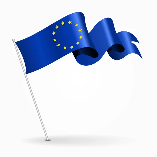 Europäische Union Nadel Wellenfahne. Vektorillustration. — Stockvektor