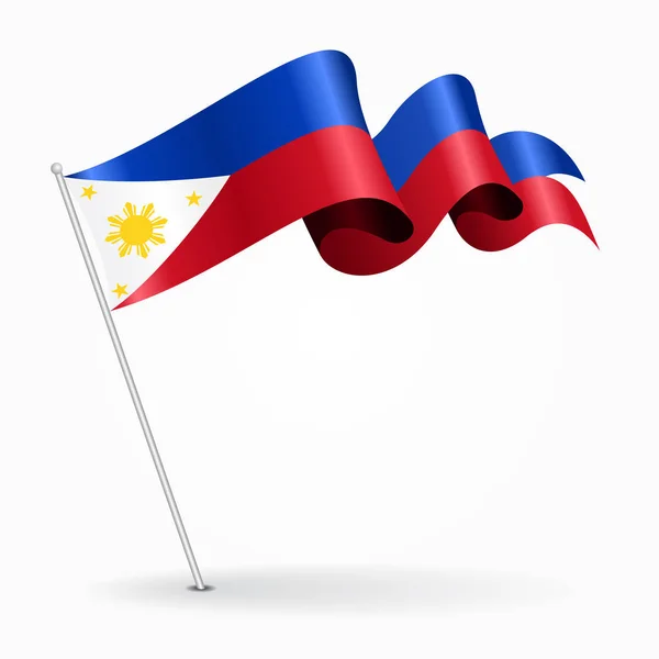 Filipinas pin ondulada bandera. Ilustración vectorial . — Vector de stock