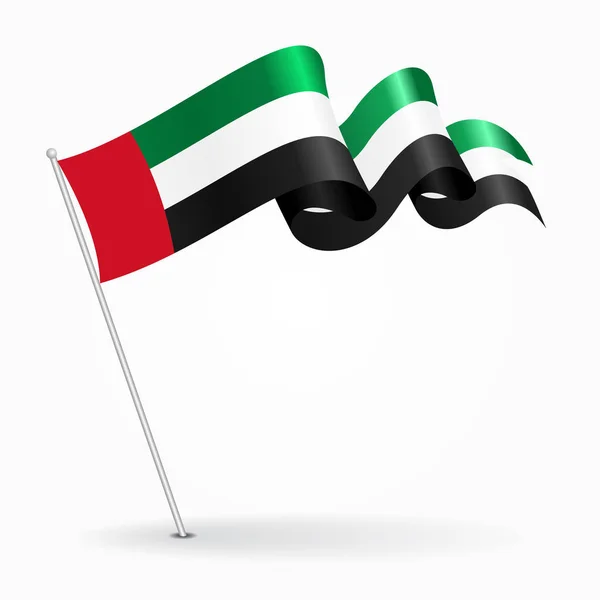 Emiratos Árabes Unidos bandera ondulada pin. Ilustración vectorial . — Archivo Imágenes Vectoriales