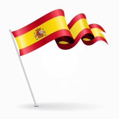 İspanyol PIN dalgalı bayrak. Vektör çizim.