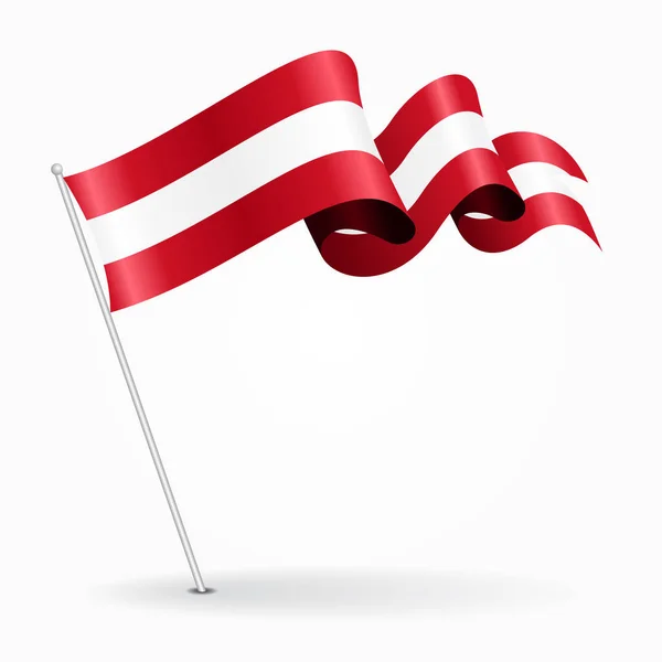 Austrian pin wavy flag. Vector illustration. — Stock Vector