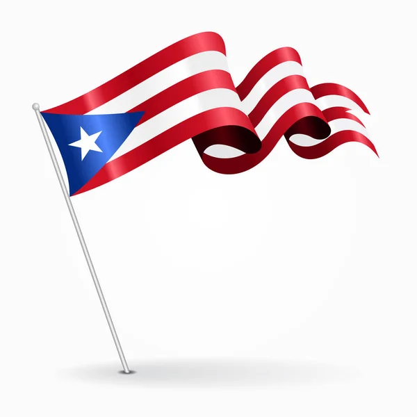 Bandera ondulada de alfiler puertorriqueño. Ilustración vectorial . — Vector de stock