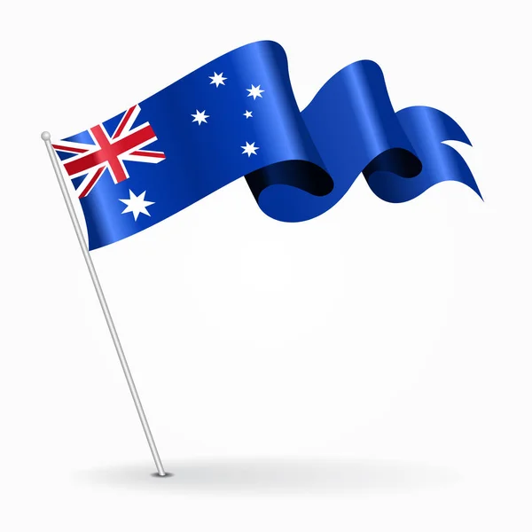 Australian pin wavy flag. Vector illustration. — Stock Vector