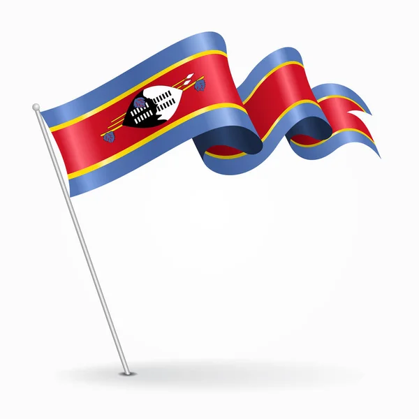Swaziland pin wavy flag. Vector illustration. — Stock Vector