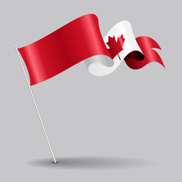 Canadian pin wavy flag. Vector illustration. — Stock Vector