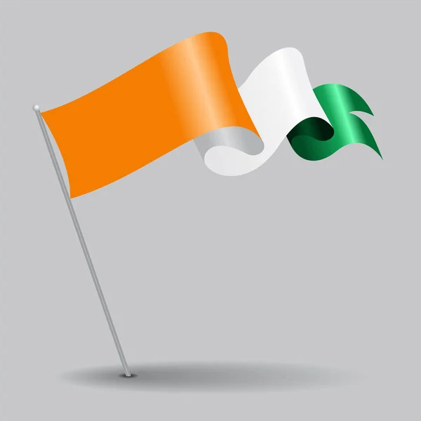 Cote d Ivoire pin vlnité vlajky. Vektorové ilustrace. — Stockový vektor