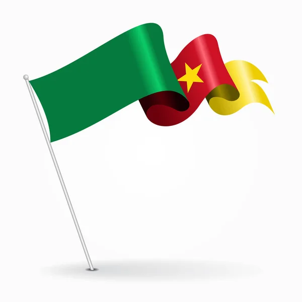 Cameroon pin wavy flag. Vector illustration. — Stock Vector