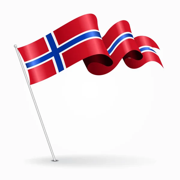 Norska pin wavy flag. Vektorillustration. — Stock vektor