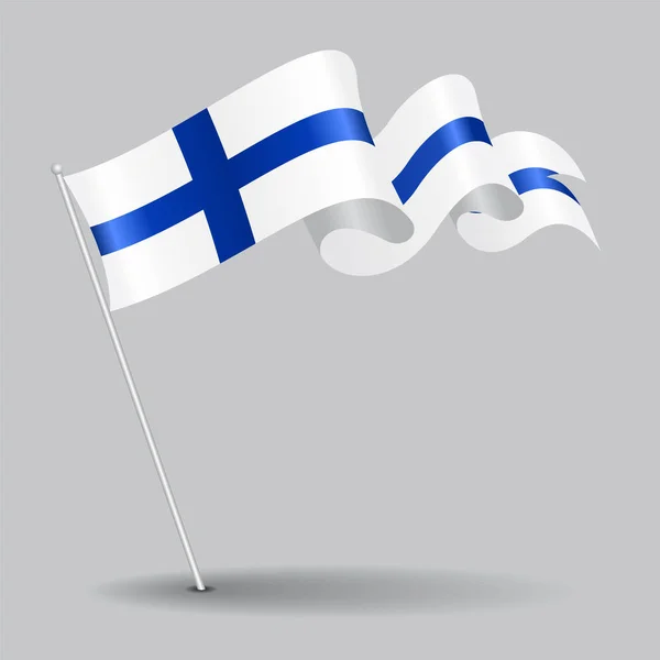 Drapeau finlandais ondulé. Illustration vectorielle . — Image vectorielle