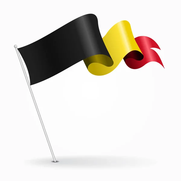Belgiska pin wavy flag. Vektorillustration. — Stock vektor