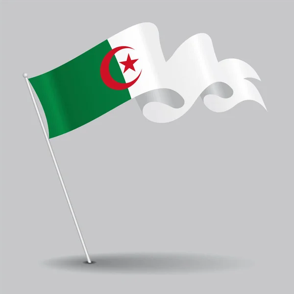 Algerian pin wavy flag. Vector illustration. — Stock Vector
