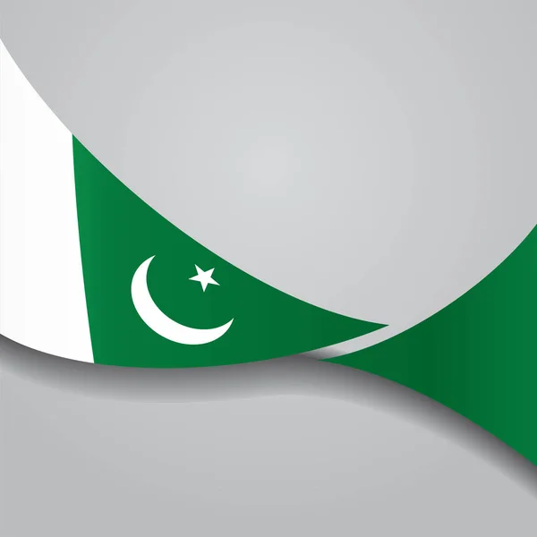 Bandera ondulada paquistaní. Ilustración vectorial . — Vector de stock