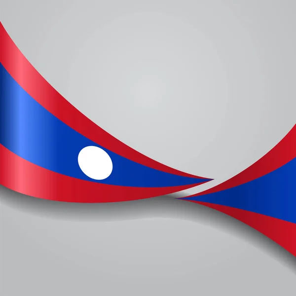 Bandiera sventolata del Laos. Illustrazione vettoriale . — Vettoriale Stock