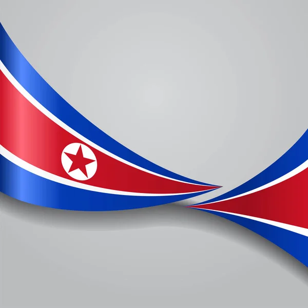 Kuzey Kore dalgalı bayrak. Vektör çizim. — Stok Vektör