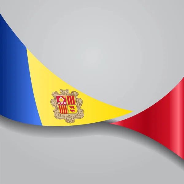 Andorras vågiga flagga. Vektor illustration. — Stock vektor