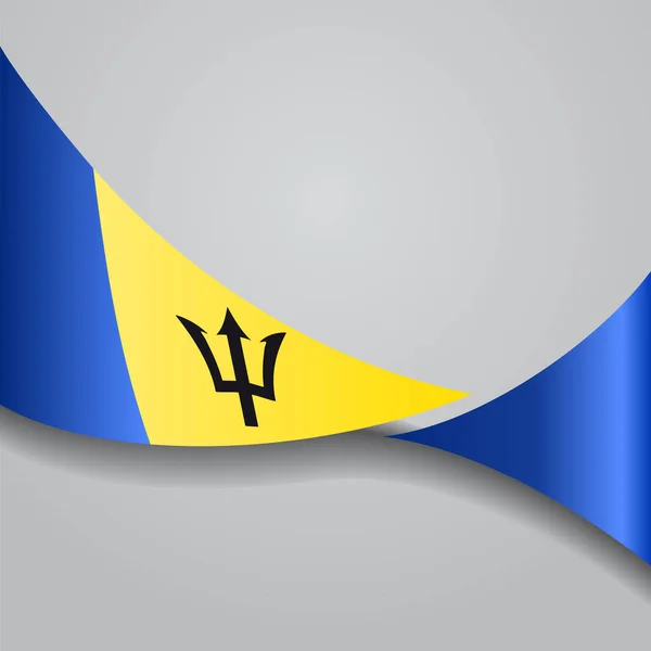 Bandiera sventolata delle Barbados. Illustrazione vettoriale . — Vettoriale Stock