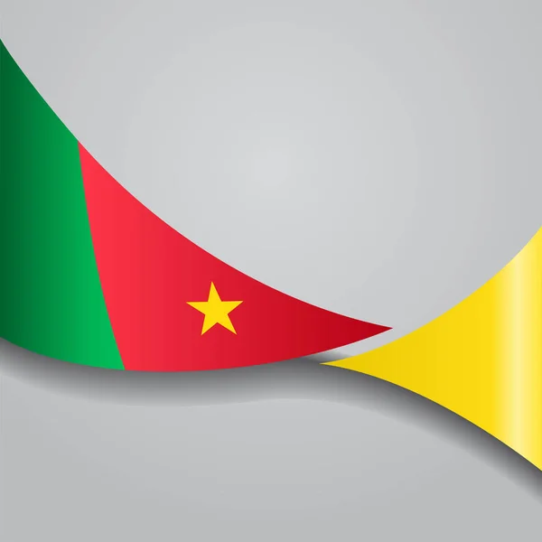 Cameroon wavy flag. Vector illustration. — Stock Vector