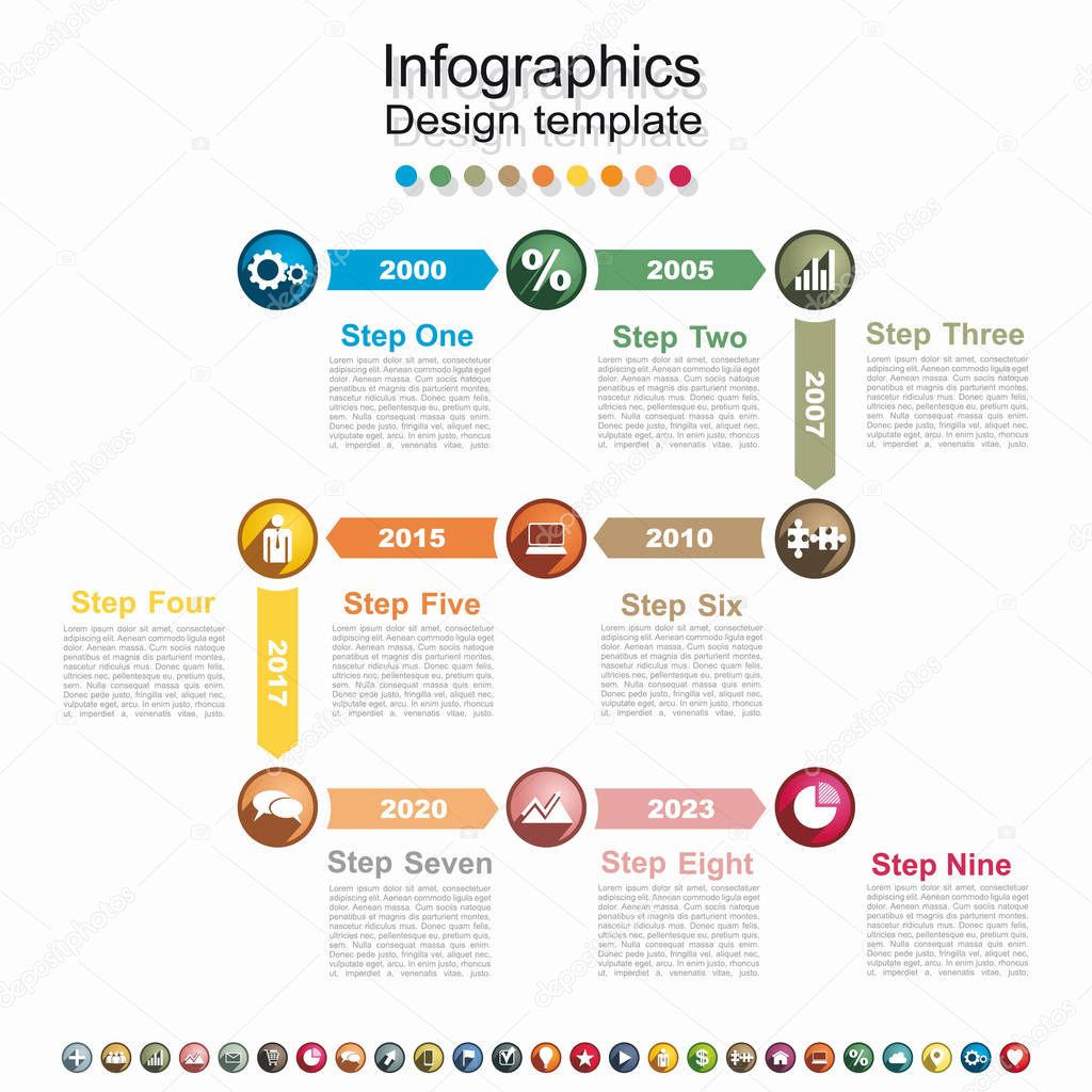 Timeline design template with place for your data. Vector illustration.