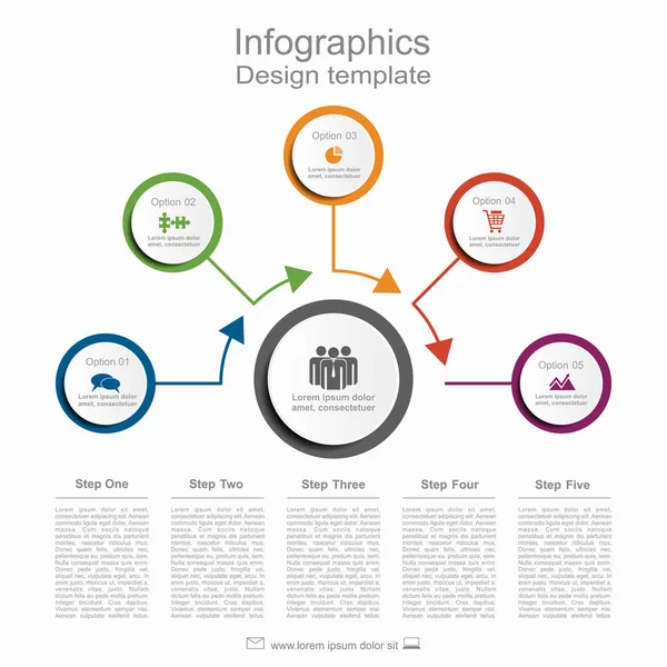 Infograficzny szablon projektu z miejscem na Twoje dane. Ilustracja wektora. — Wektor stockowy