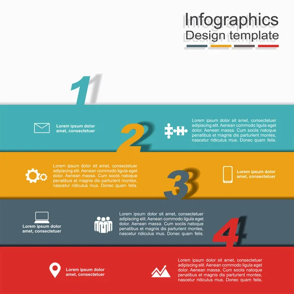 Modelo infográfico. Ilustração vetorial. Pode ser usado para layout de fluxo de trabalho, diagrama, opções de passo de negócios, banner, web design . — Vetor de Stock