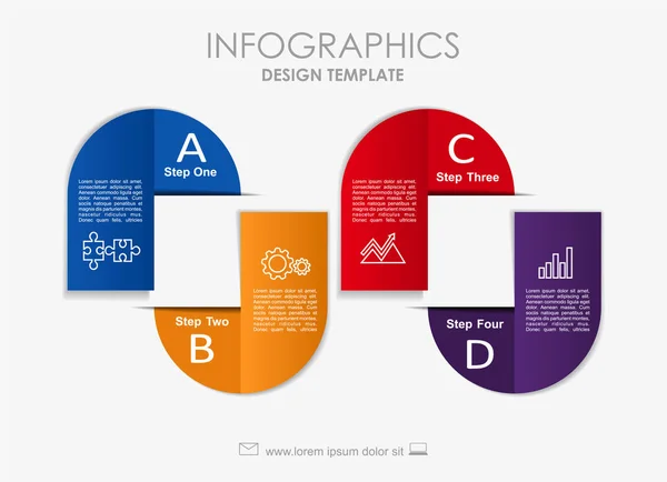 Modelo infográfico. Pode ser usado para layout de fluxo de trabalho, diagrama, opções de passo de negócios, banner, web design . — Vetor de Stock