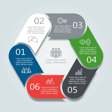 Infographic şablonu. İş akışı düzeni, diyagram, iş adım seçenekleri, banner, web tasarım için kullanılabilir.