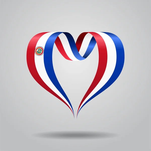 Paraguayan flag heart-shaped ribbon. Vector illustration. — Stock Vector